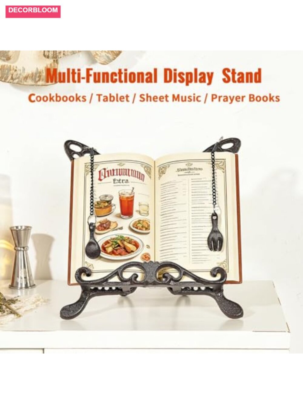 Cast Iron Butterfly Cookbook Stand Rustic Recipe Holder - Picture 3 of 5